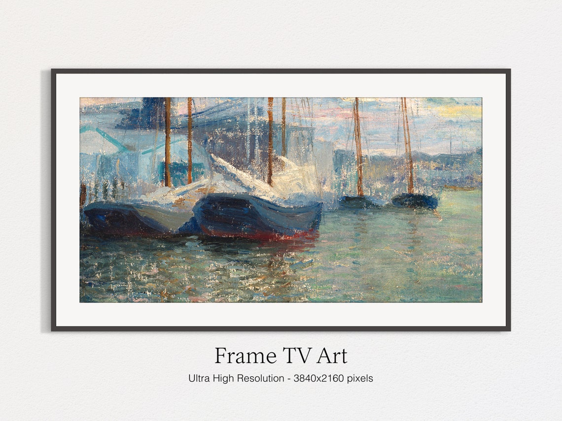 Spring Harbor Scene, Classic Painting - Image 5