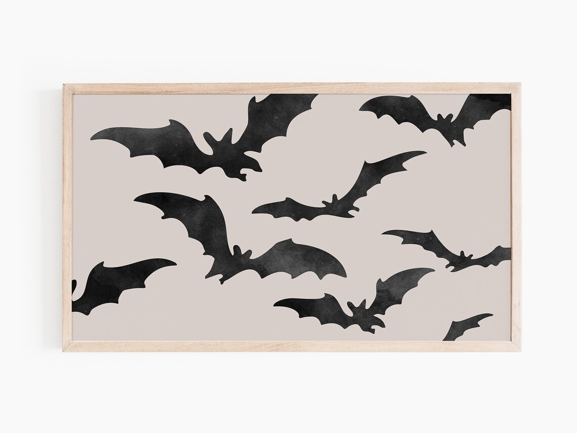Halloween Black Bats Watercolor Art Print - Image 2