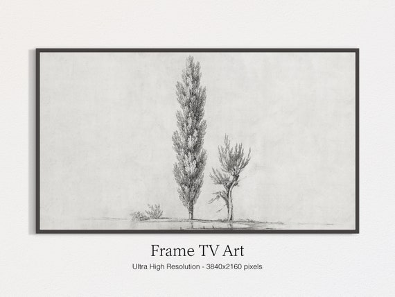 Minimalist Antique Tree Sketch, Landscape Art Print