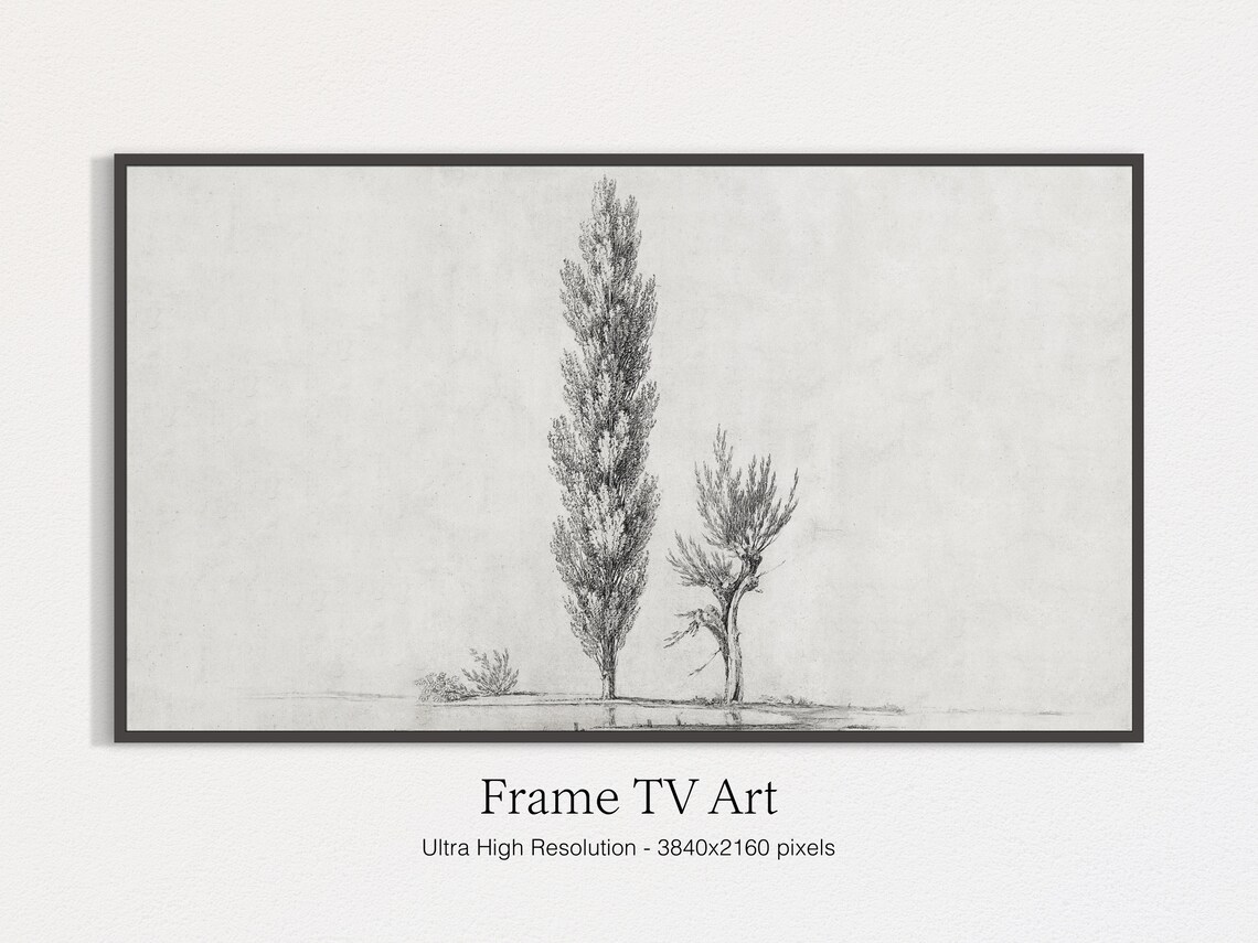 Minimalist Antique Tree Sketch, Landscape Art Print