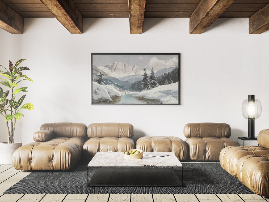 Winter Oil Landscape Art Print for TV Wall Decor - Image 3