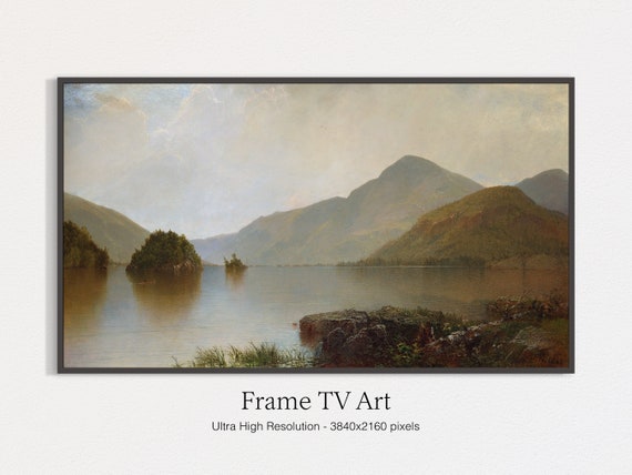 Frame Tv Art Vintage Lake Landscape Painting For Oil Art To Enhance Your Tvs Look