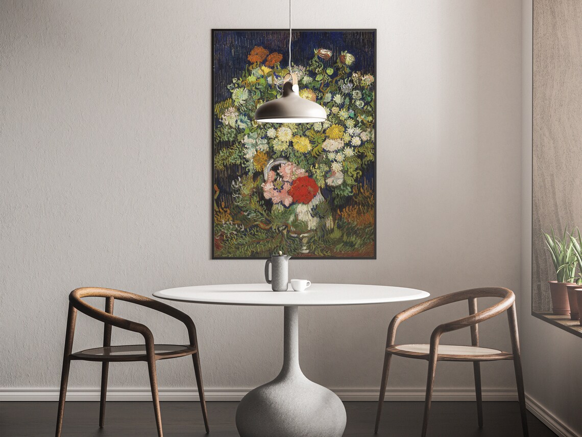 Van Gogh Bouquet Of Flowers In A Vase Impressionist Still Life Print - Image 5