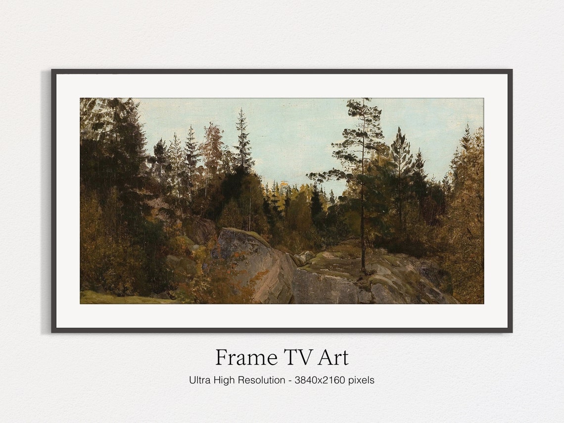 Frame Tv Art Vintage Moody Rustic Landscape Forest Painting Instant - Image 5