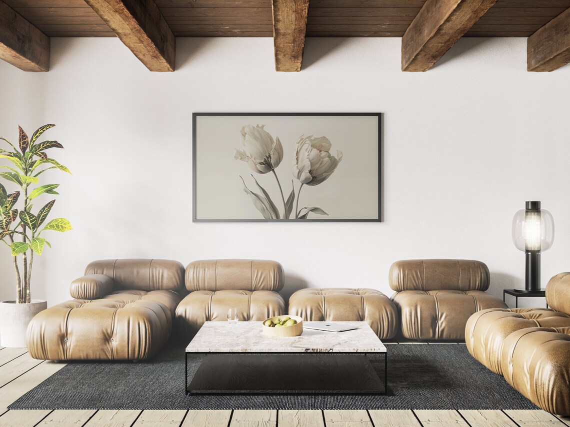 White Tulip Still Life Art Print, Floral Botanical - Image 3
