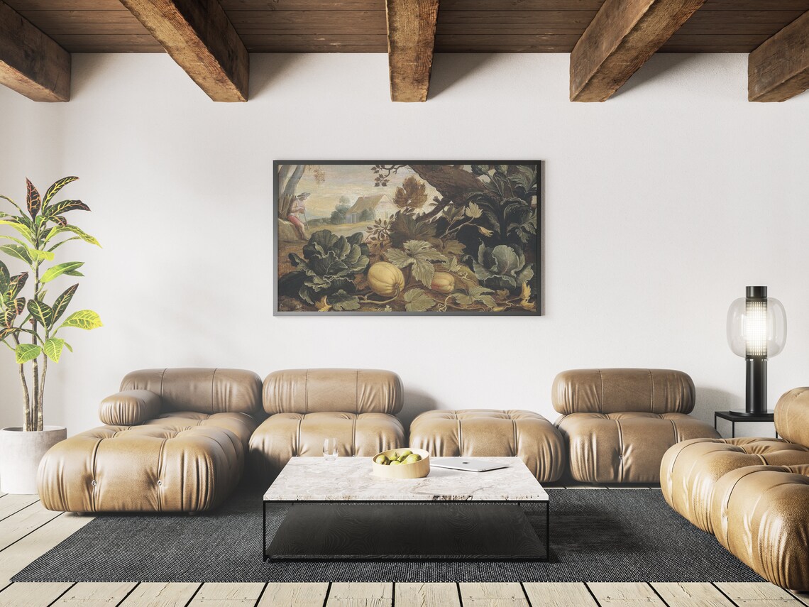 Thanksgiving Vintage Pumpkin Moody Oil Painting Art Print - Image 3