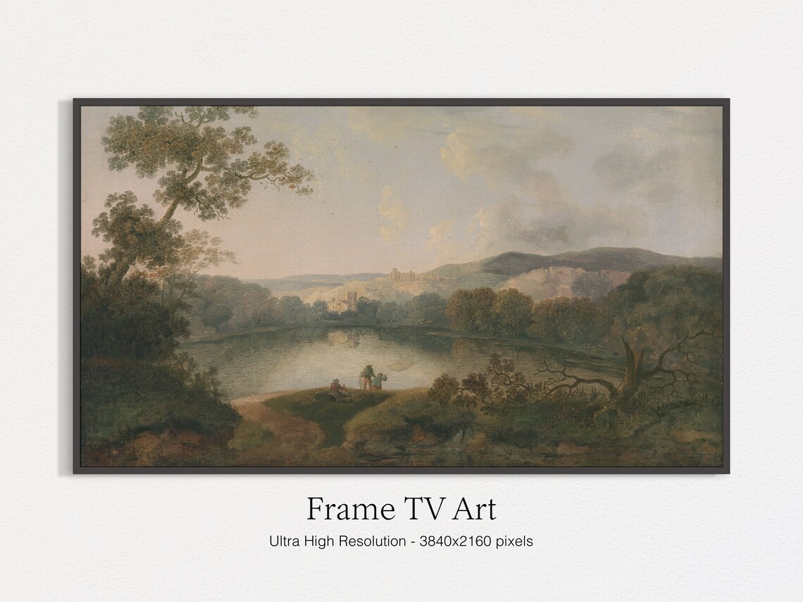 Forest Lake Landscape Oil Painting Art Print