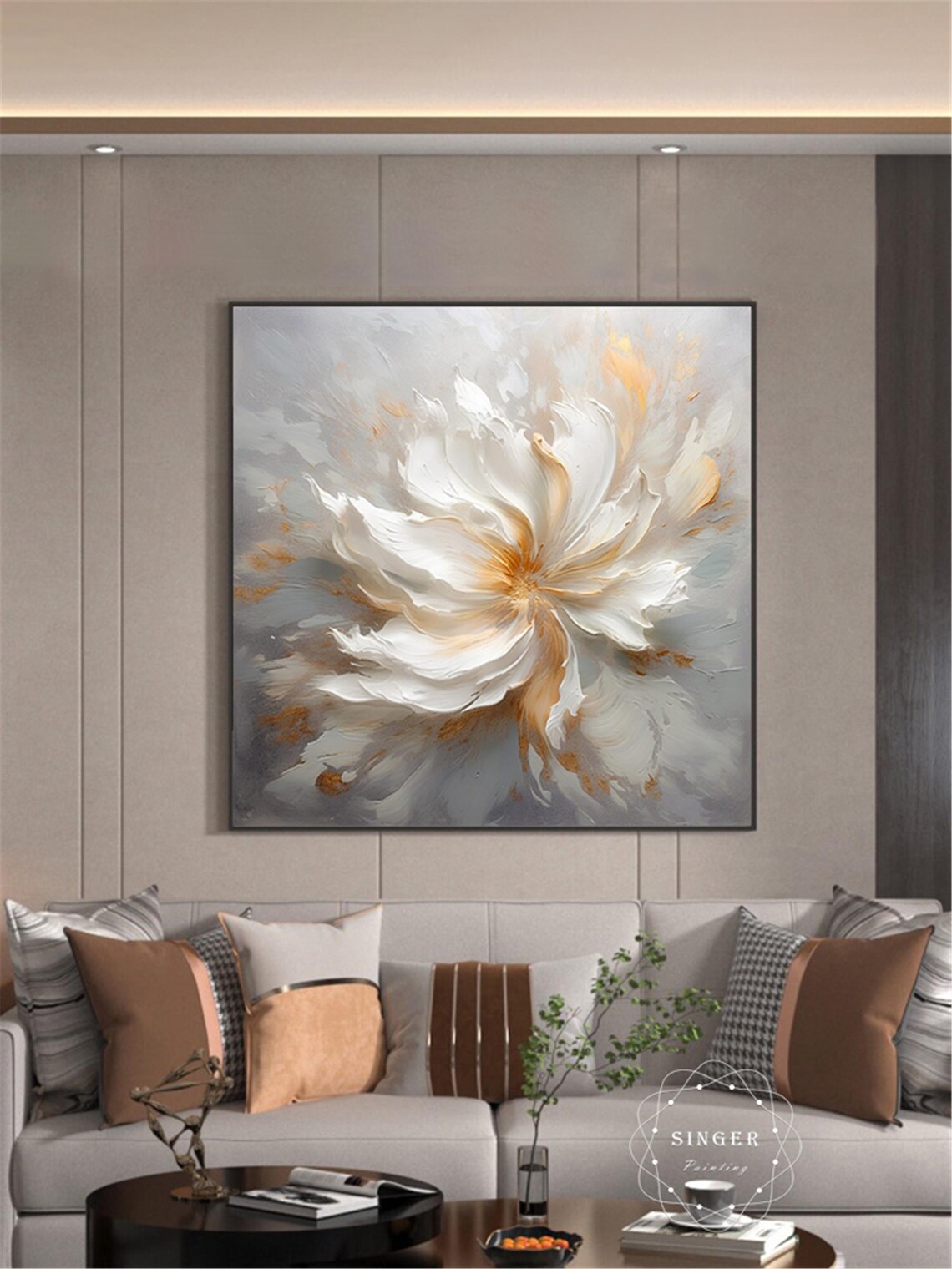 Wabi Sabi Floral Painting Art Print, Living Room Decor - Image 2