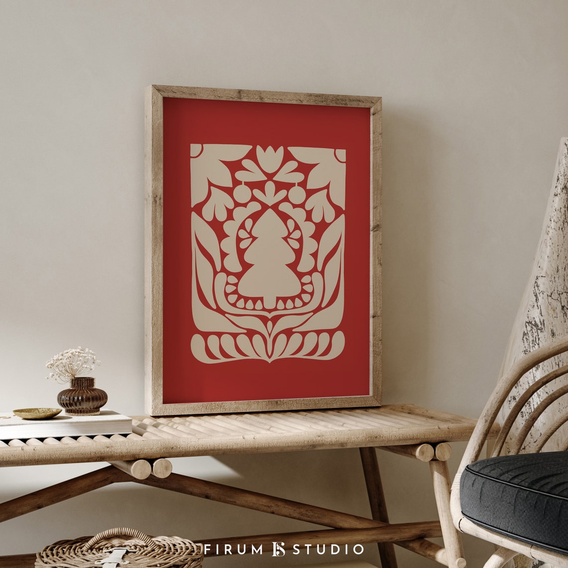 Nordic Christmas Folk Holiday Art Print - Image 2