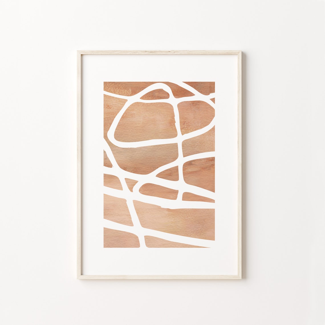 Terracotta Watercolor with White Organic Lines Abstract Poster - Image 2