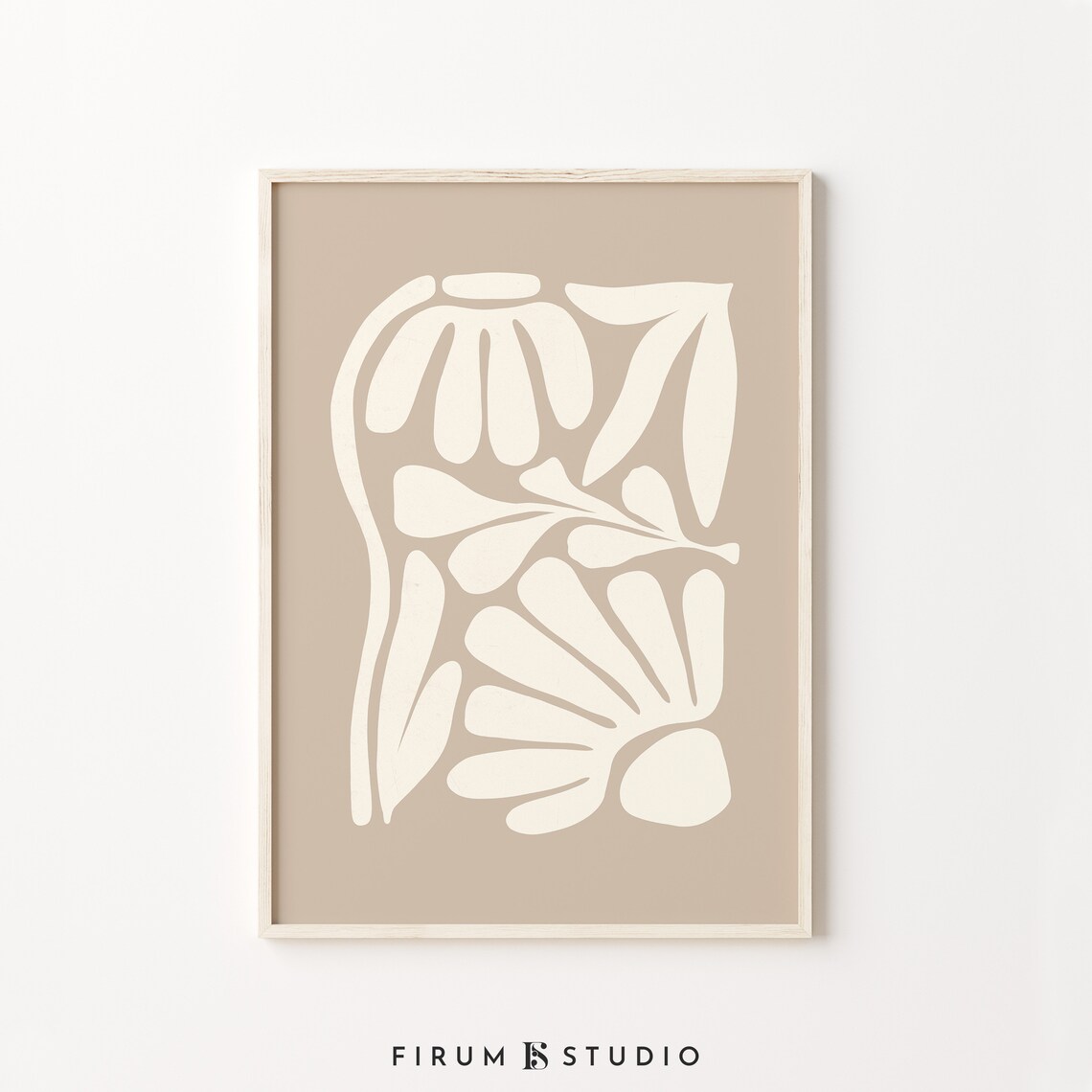 Neutral Botanical Japandi Art Print, Organic Minimalist