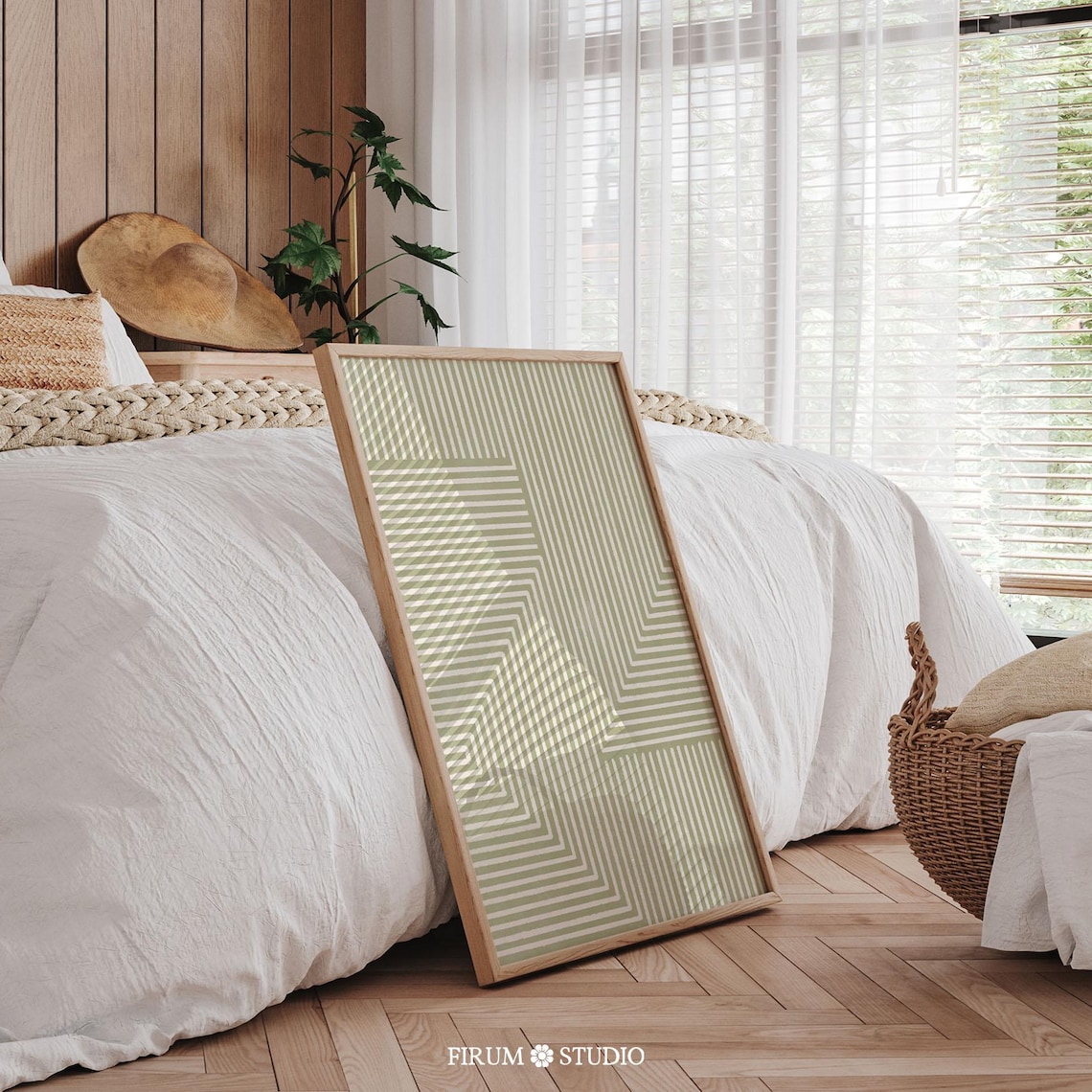 Fine Line Sage Green Line Art, Japandi Abstract Print - Image 2
