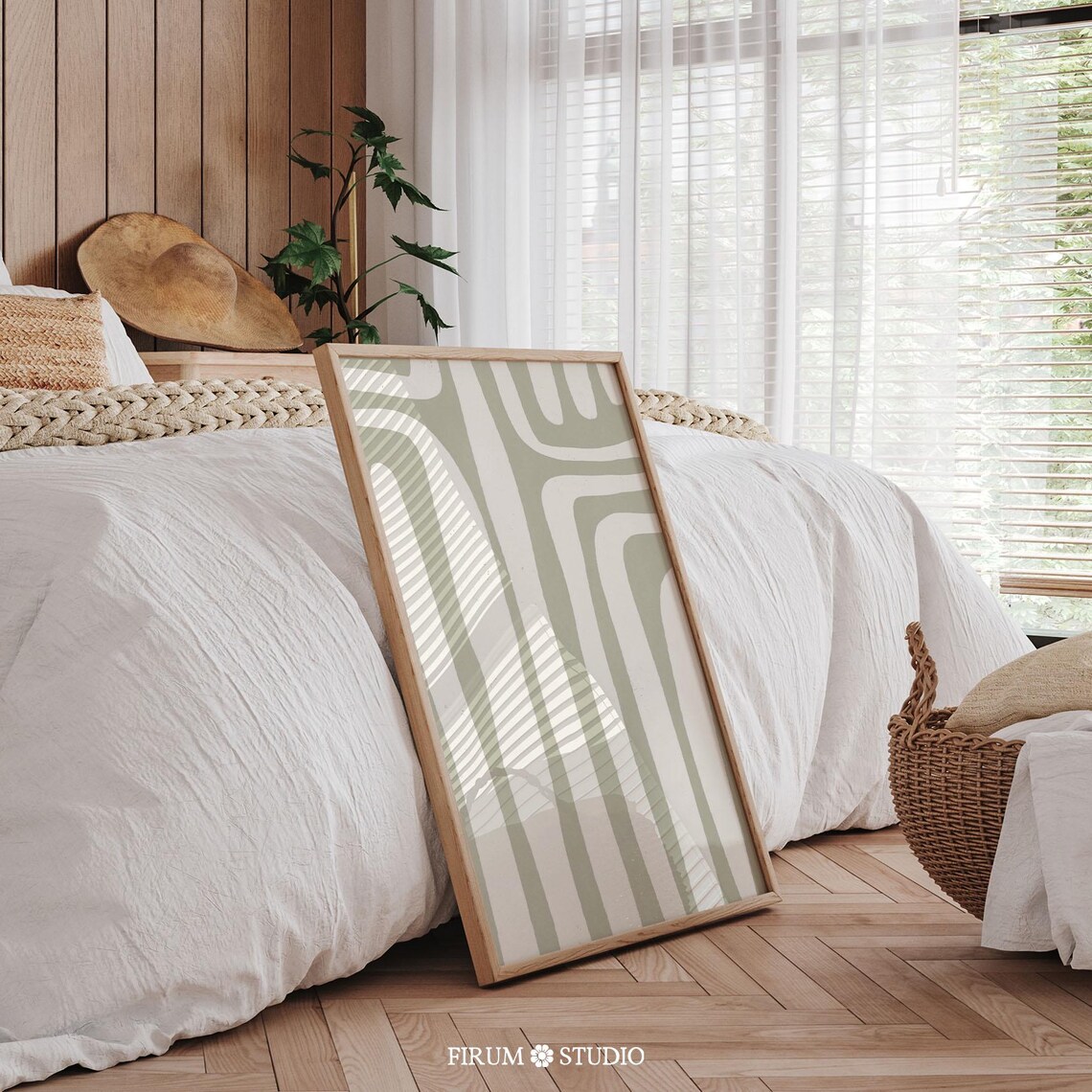 Sage Green Abstract Brush Strokes Art Print - Image 2