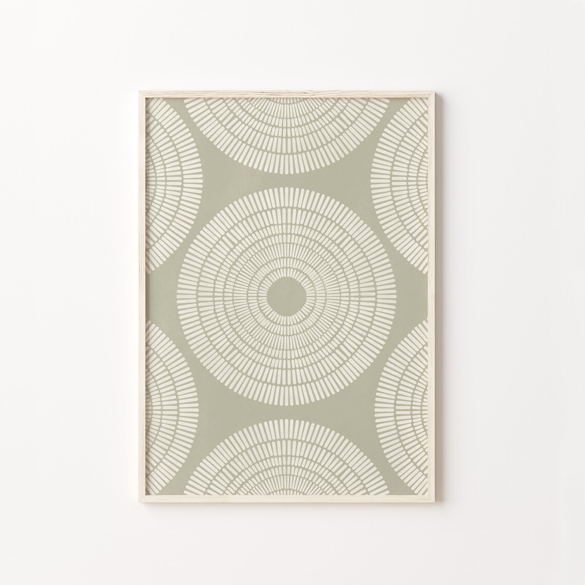 Sage Green Abstract Line Art Print, Minimalist Circles