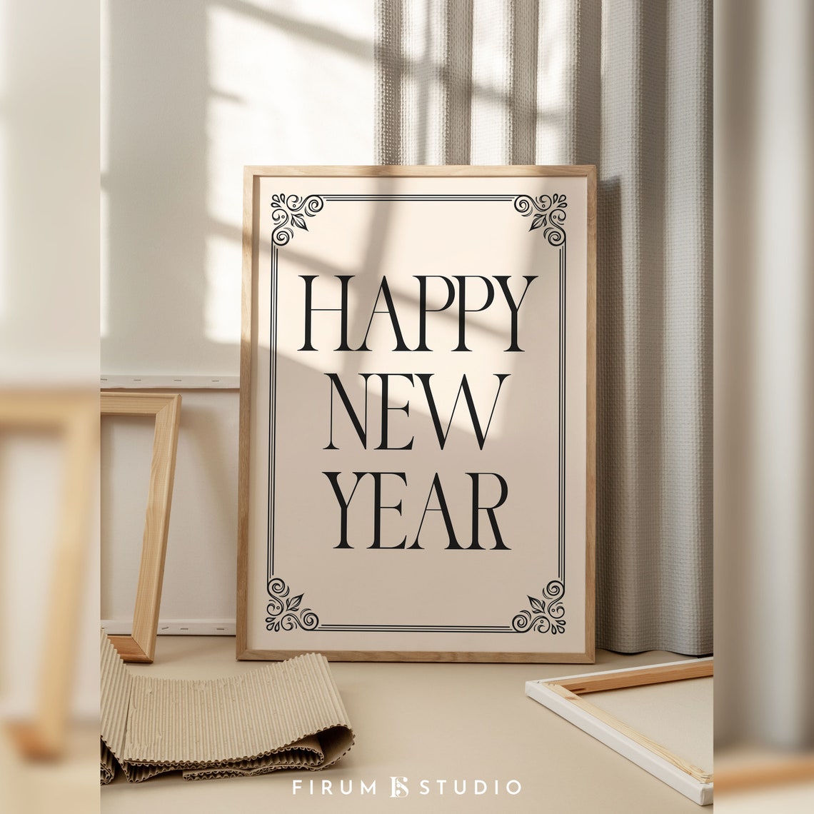 Happy New Year Elegant Serif Typography Holiday Celebration Poster - Image 2