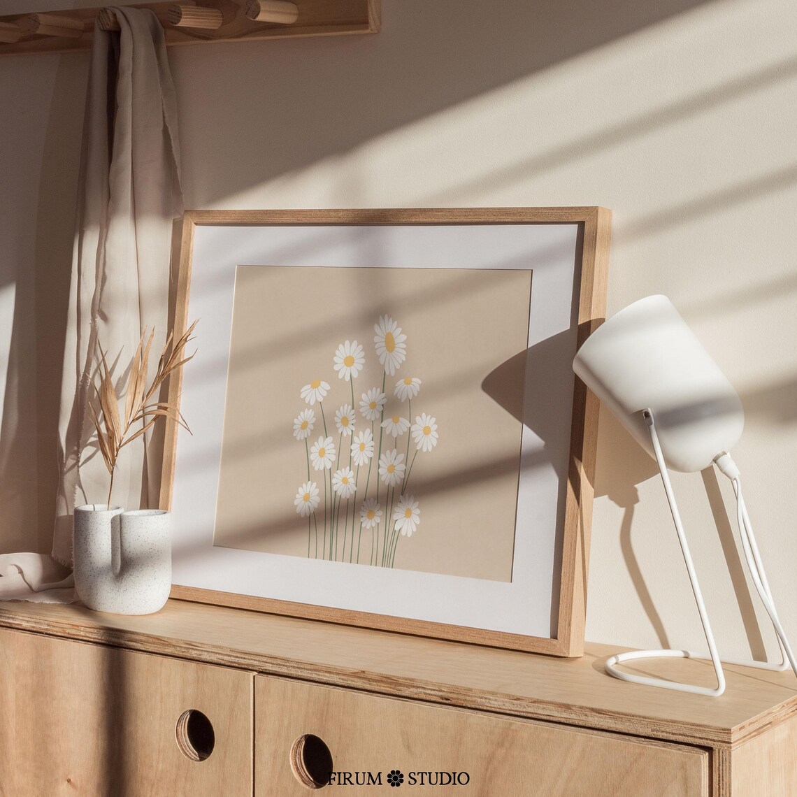 Daisy Wall Art, Neutral Cottagecore Decor