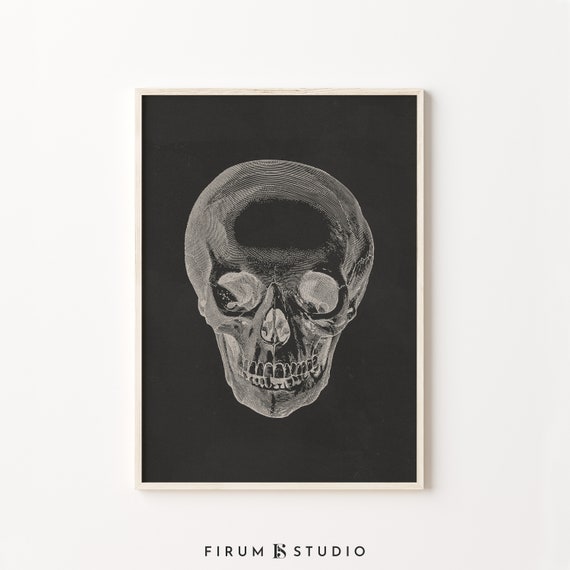 Skull Art Print Halloween Dark Academia Decor Moody Wall Art Diy Halloween Decor Dark Wall Art Spooky Art Print Art