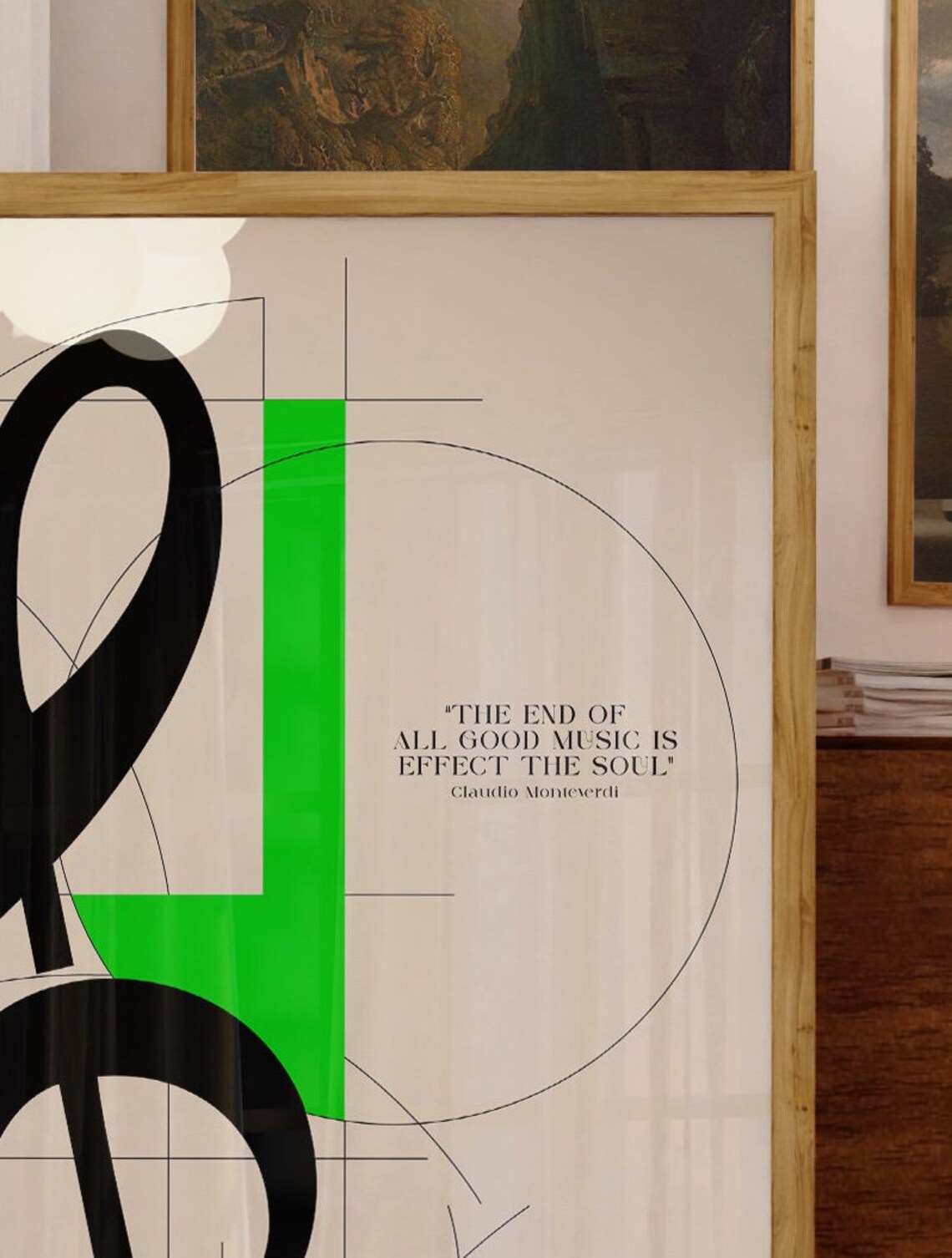 Treble Clef Colorful Bauhaus Geometric Monteverdi Music Quote Poster - Image 3