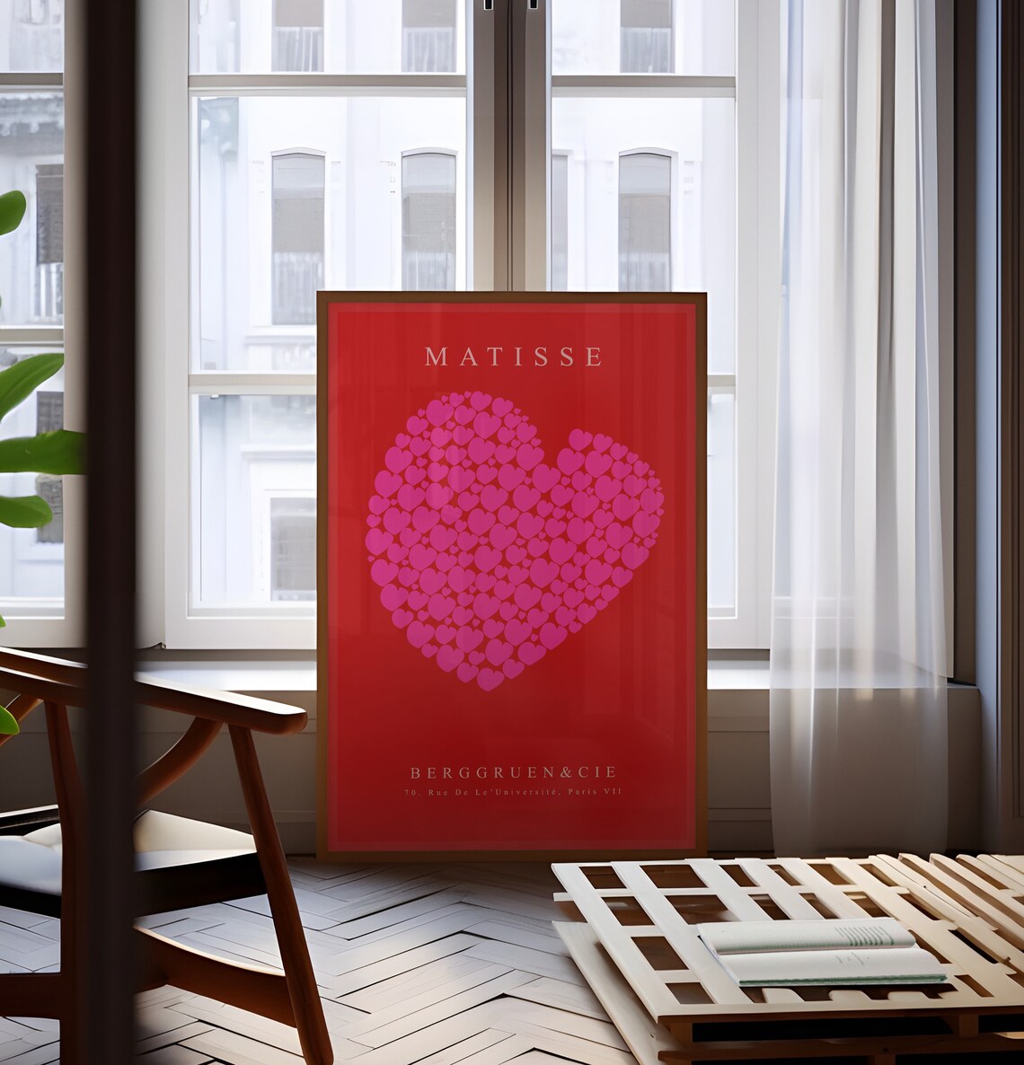 Henri Matisse The Heart Pink Hearts On Red Exhibition Art Poster - Image 2
