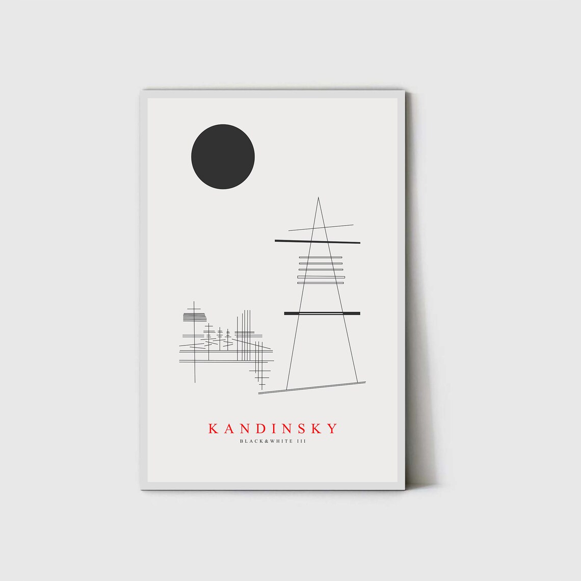 Wassily Kandinsky Black And White III Abstract Circle Tower Line Poster - Image 4