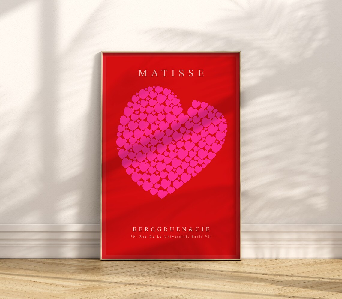 Henri Matisse The Heart Pink Hearts On Red Exhibition Art Poster - Image 4