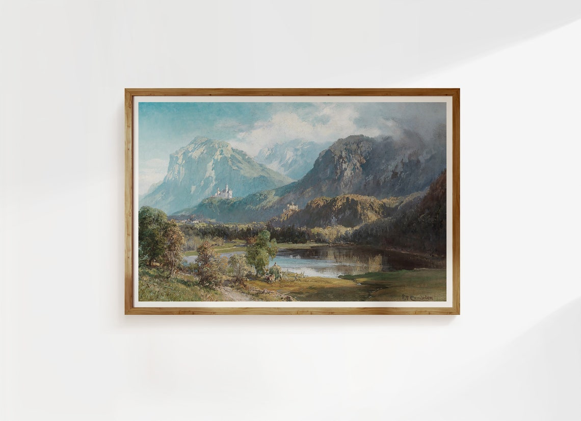 Neuschwanstein Castle Edward Theodore Compton Vintage Alps Poster