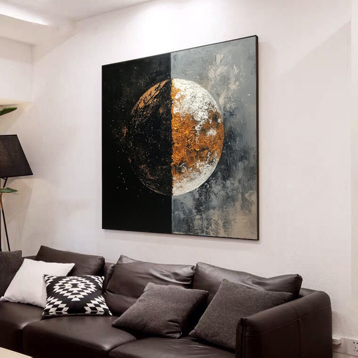 Black Gold Earth Planet Abstract Celestial Space Art Painting Poster - Image 5