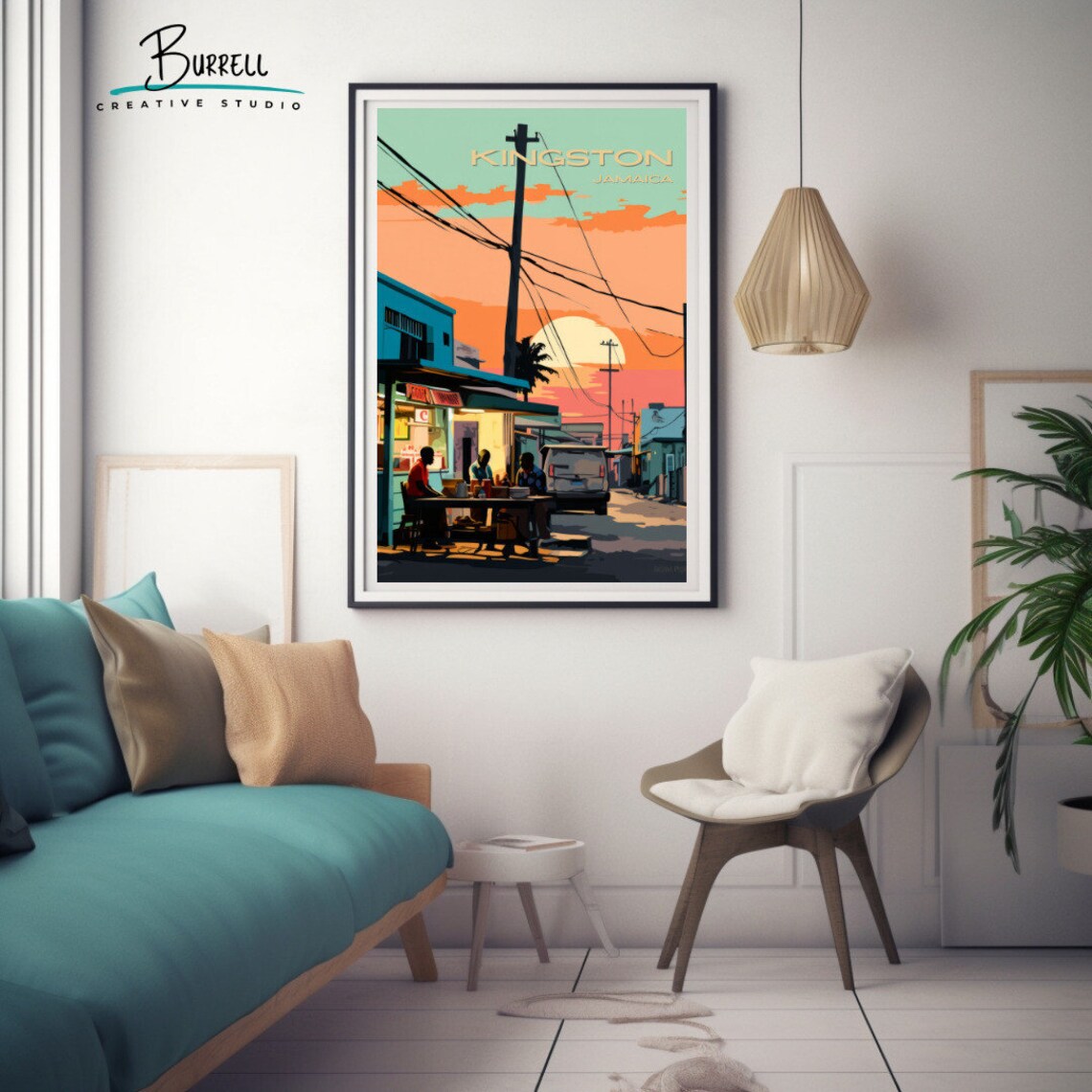 Kingston Jamaica Streetside Bar Travel Poster - Image 4