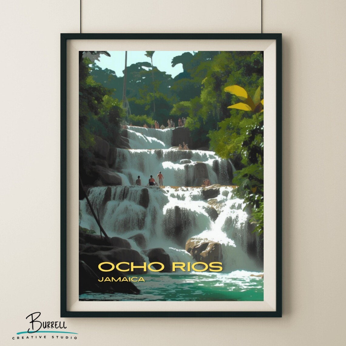 Ocho Rios Jamaica Dunns River Falls Tiered Cascade Jungle Poster