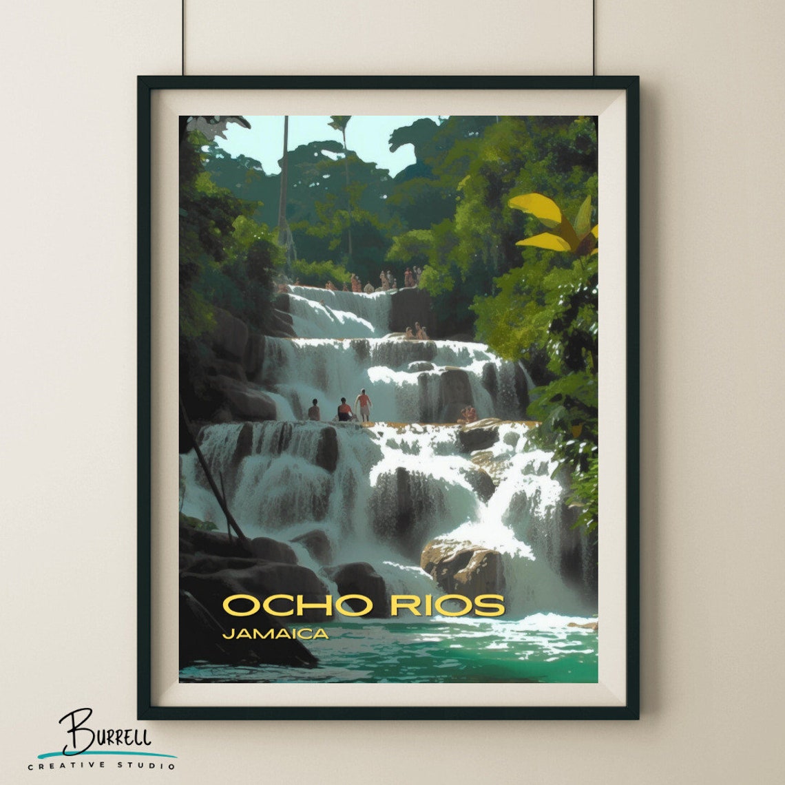 Ocho Rios Jamaica Dunns River Falls Travel Poster Wall Art Poster Print