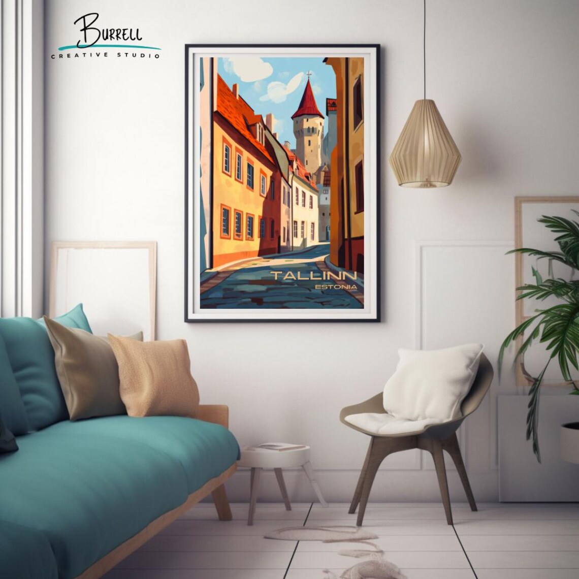 Tallinn Estonia Old Town Alley Red Roofs Medieval Tower Poster - Image 3