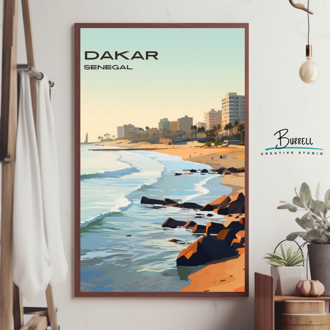 Dakar Senegal Golden Hour Rocky Coastline City Skyline Poster - Image 4