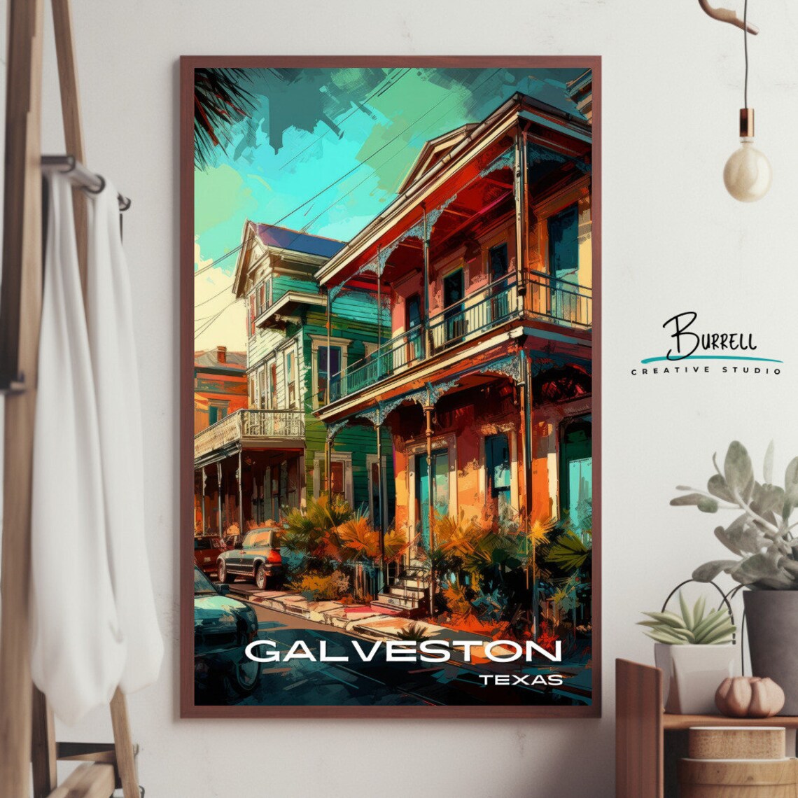 Galveston Texas Antique Home Travel Poster