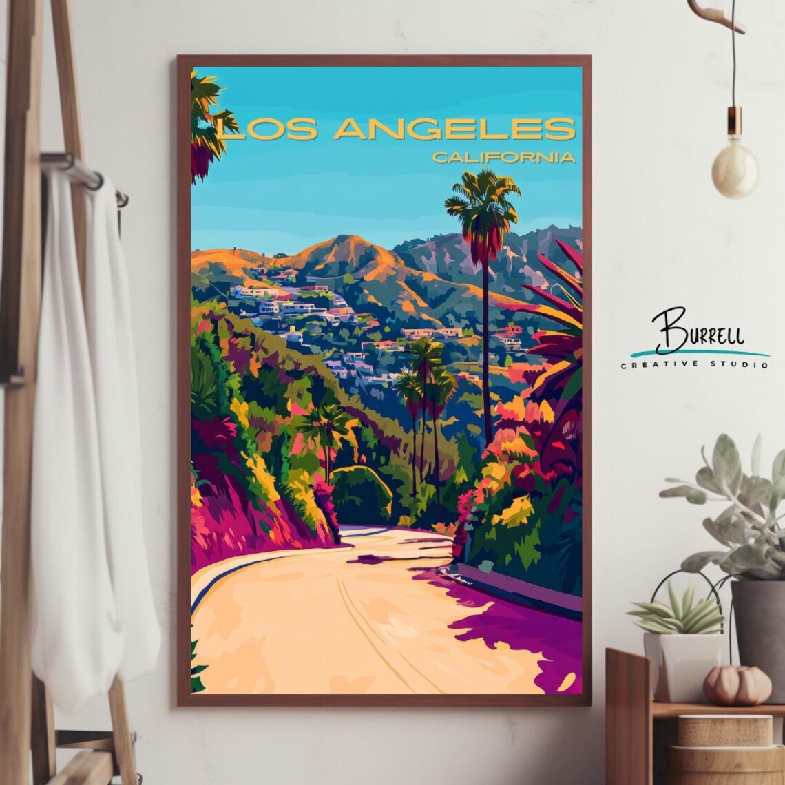 Los Angeles California Hills Winding Road Palms Scenic Travel Poster - Image 4
