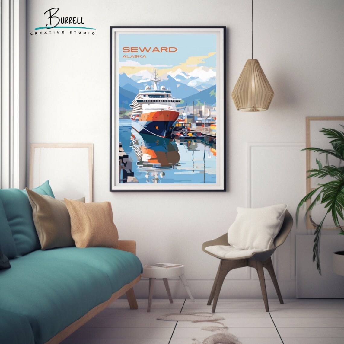 Seward Alaska Cruise Port Travel Poster - Image 3
