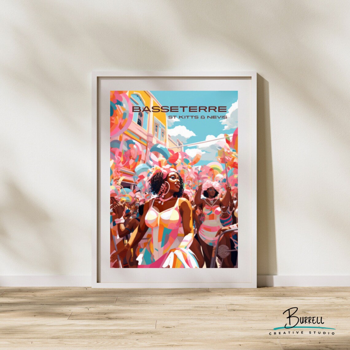Basseterre Saint Kitts Carnival Dancers Festival Color Travel Poster