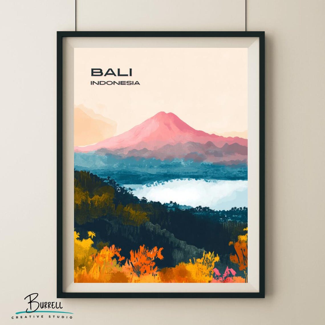 Bali Indonesia Mount Batur Volcano Over the Lake Dawn Poster