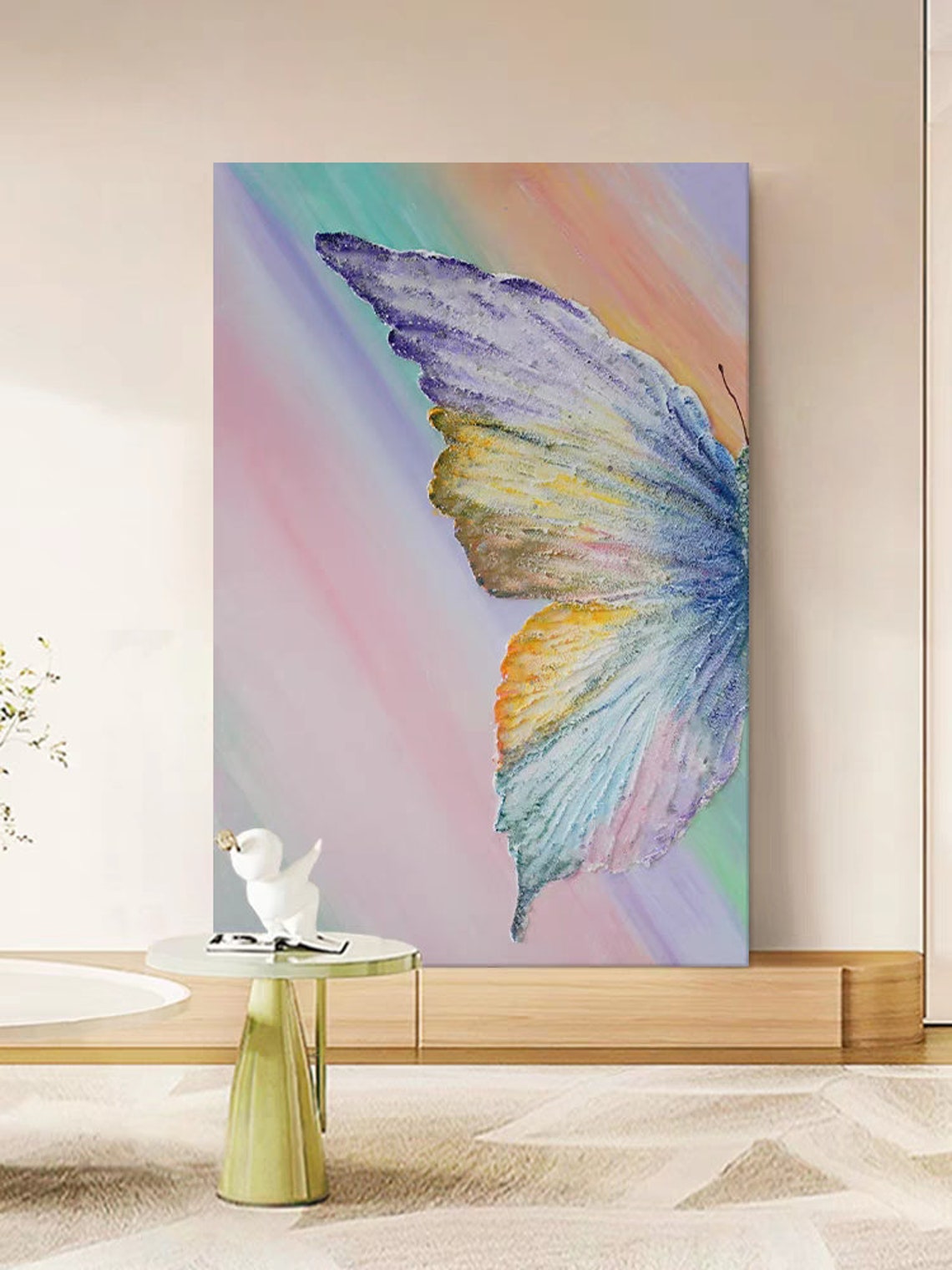 Colorful Butterfly Acrylic Painting Large Vertical Heavy Textured Oil Painting On Custom 3d Art Modern Living Room Decor Unique Gift - Image 3