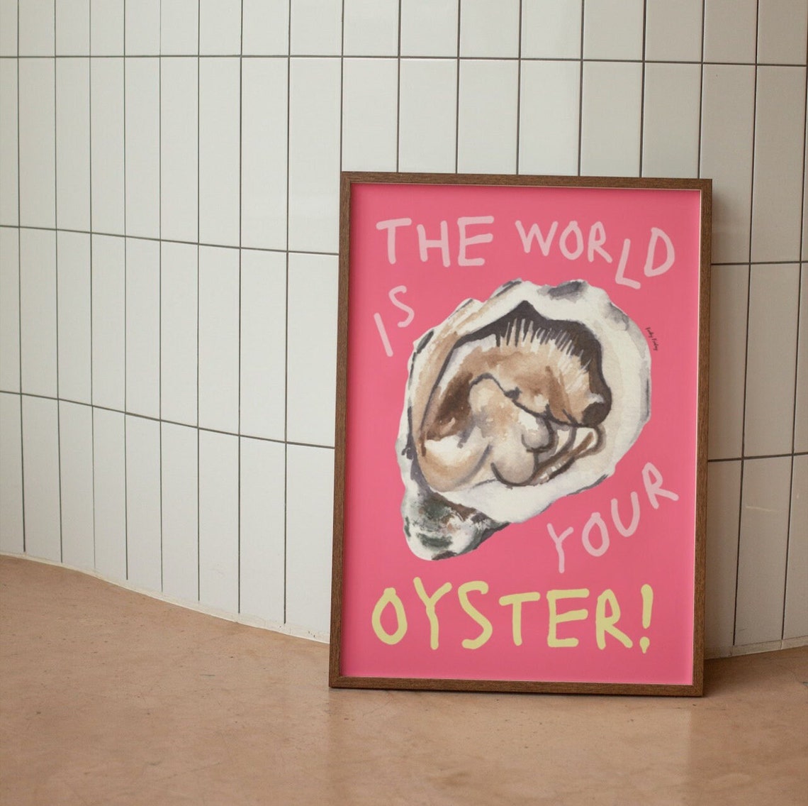 Oyster Wall Print Affirmation Poster Cute Kitchen Wall Art Pastel Pink Poster Large Art Modern Minimalist Wall Print - Image 2