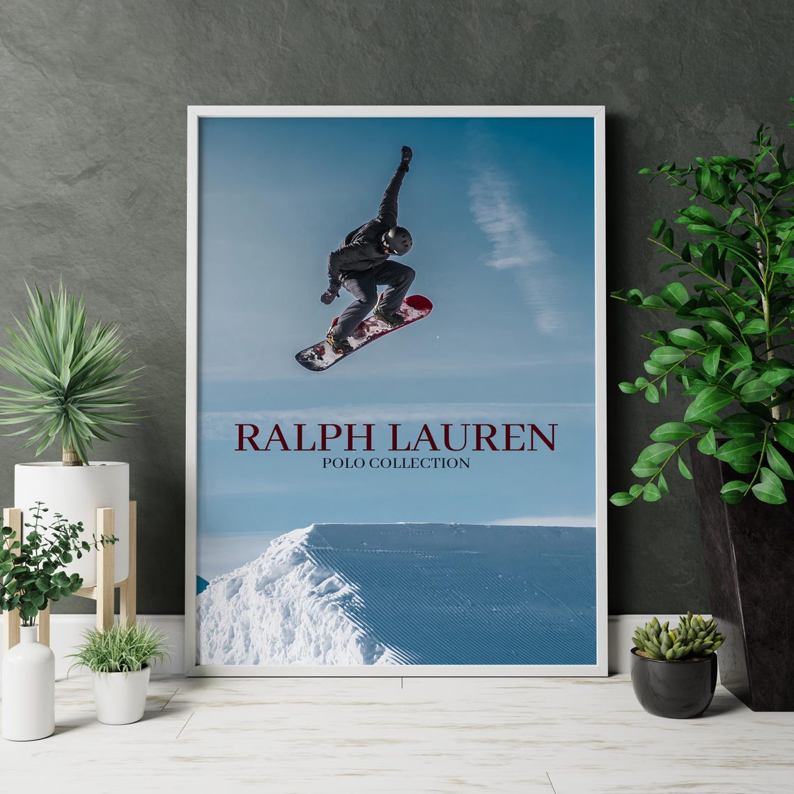 Ralph Lauren Polo Collection Snowboarder Jump Winter Art Poster