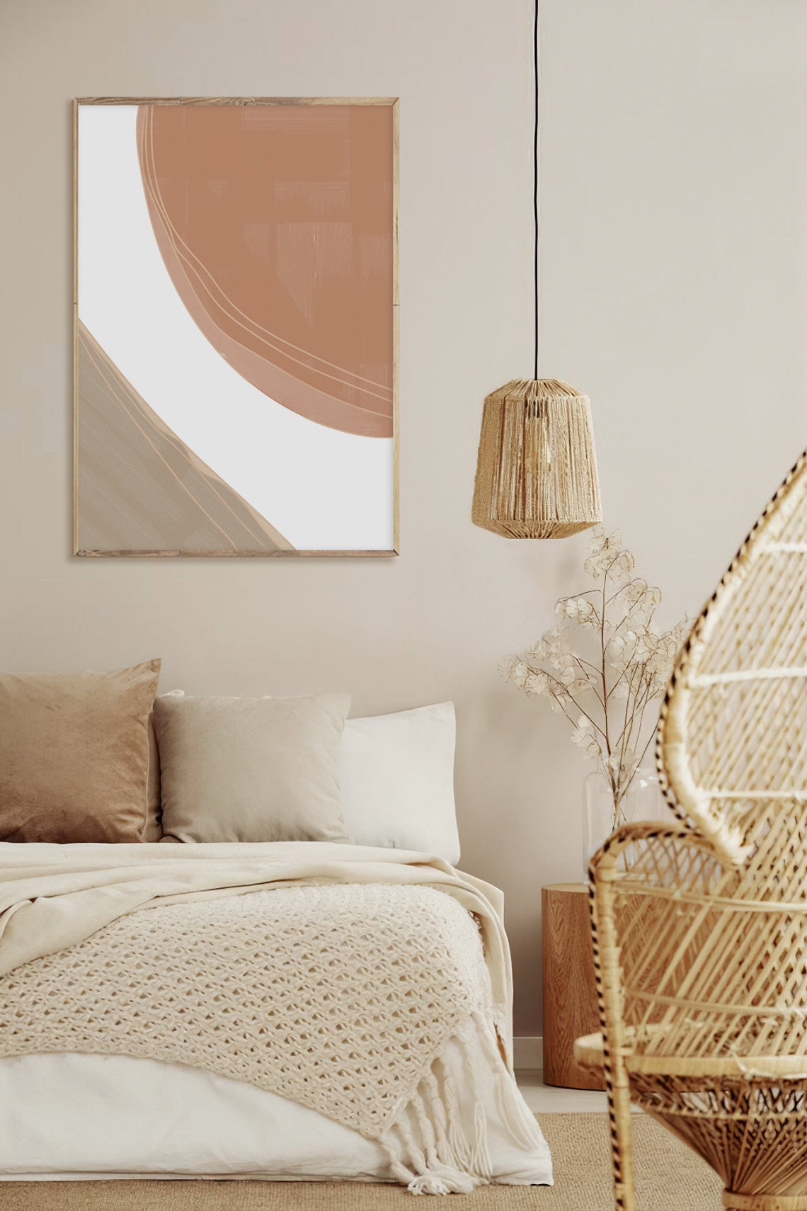 Terracotta Curve Abstract Art Beige Minimalist Modern Wall Poster - Image 3