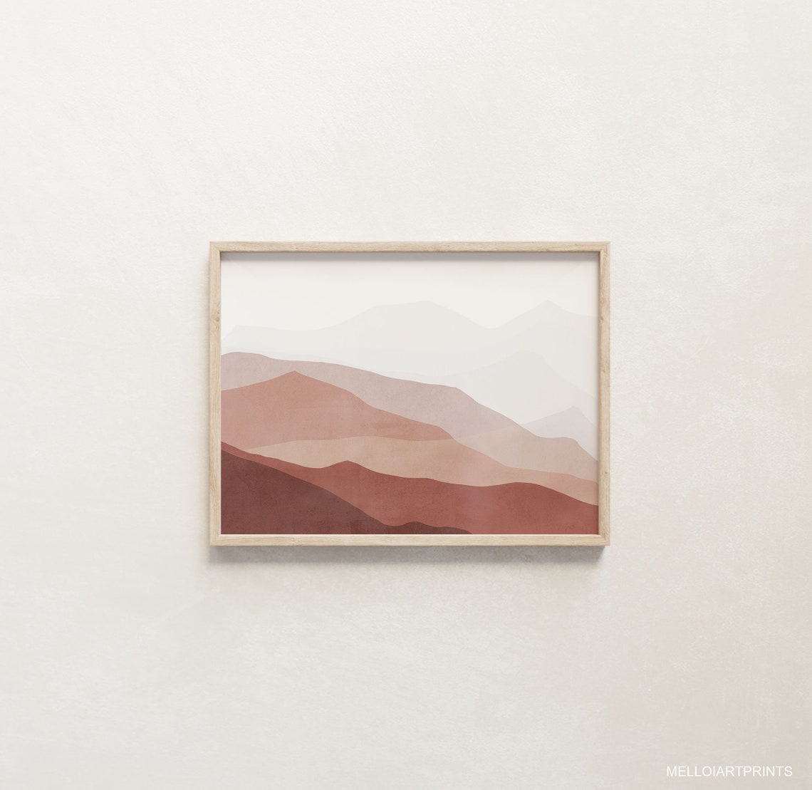 Terracotta Mountain Landscape Art Rust Layered Peaks Wall Poster - Image 2