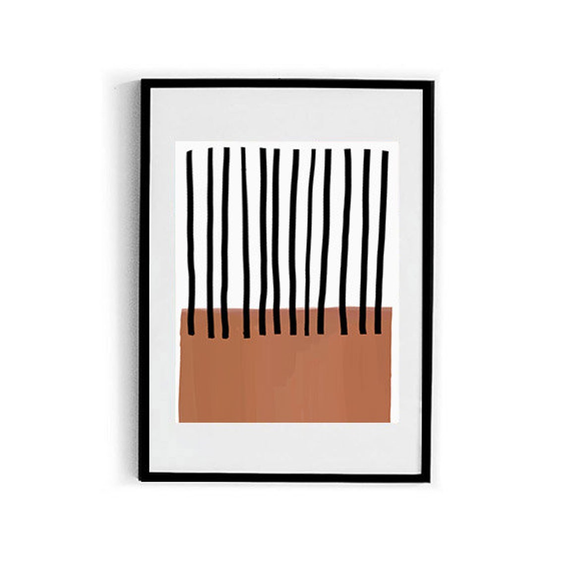 Terracotta Black Vertical Lines Modern Abstract Minimalist Wall Poster - Image 3