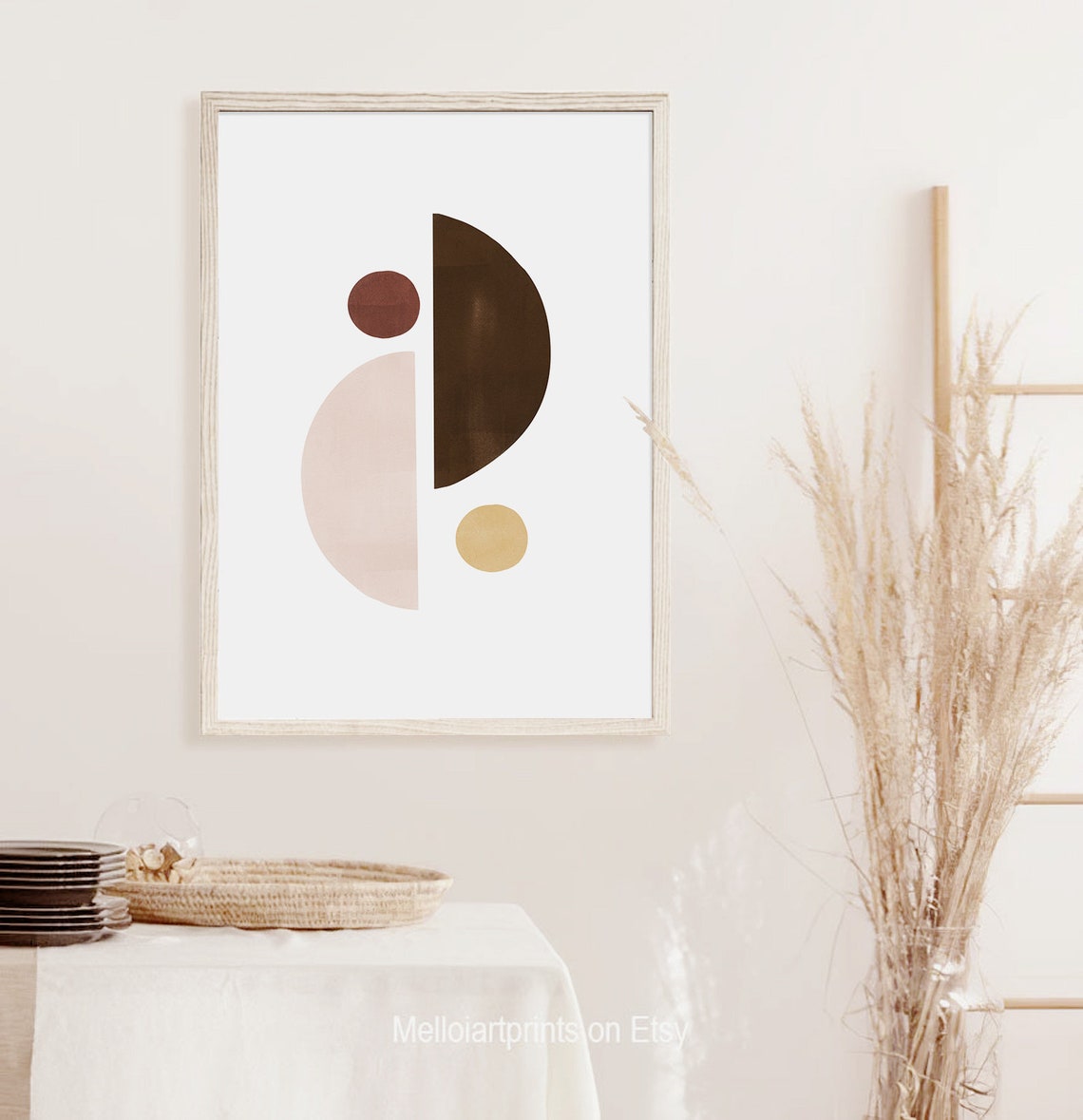 Half Circle Composition in Brown Blush Mustard Modern Geometric Poster - Image 3