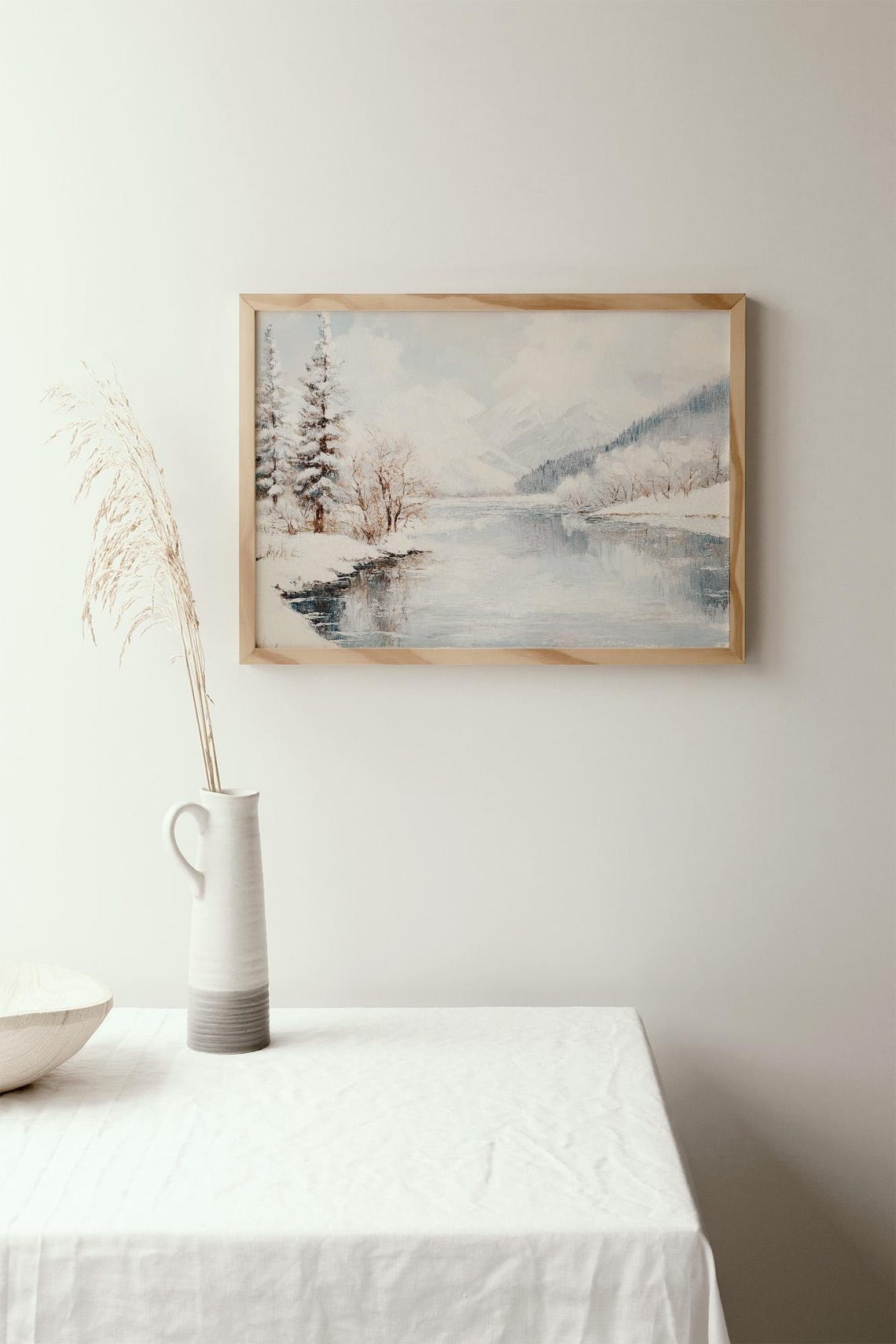 Winter Mountain Lake Snowy Peaks Serene Alpine Valley Poster - Image 2