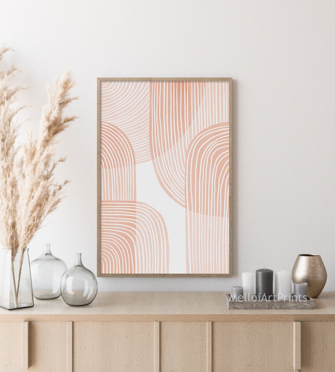 Geometric Watercolor Abstract, Neutral Boho Art Print - Image 2