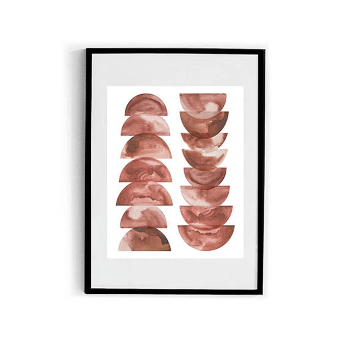 Terracotta Moon Phase Abstract Art Watercolor Half Circles Wall Poster - Image 2