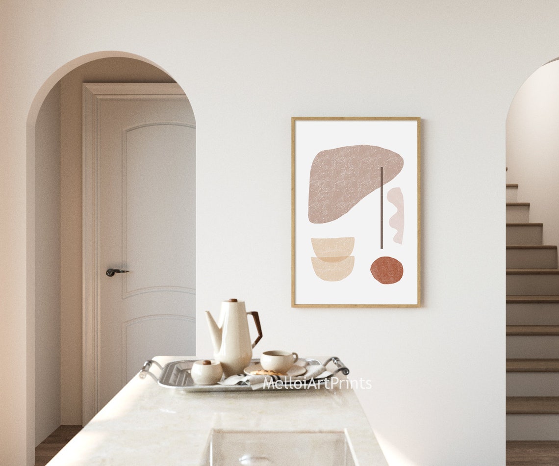 Neutral Beige Abstract Shapes Composition Modern Textured Wall Poster - Image 3