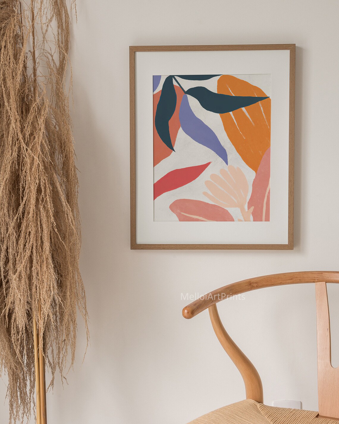 Colorful Tropical Leaves Abstract Painting Modern Botanical Poster - Image 2
