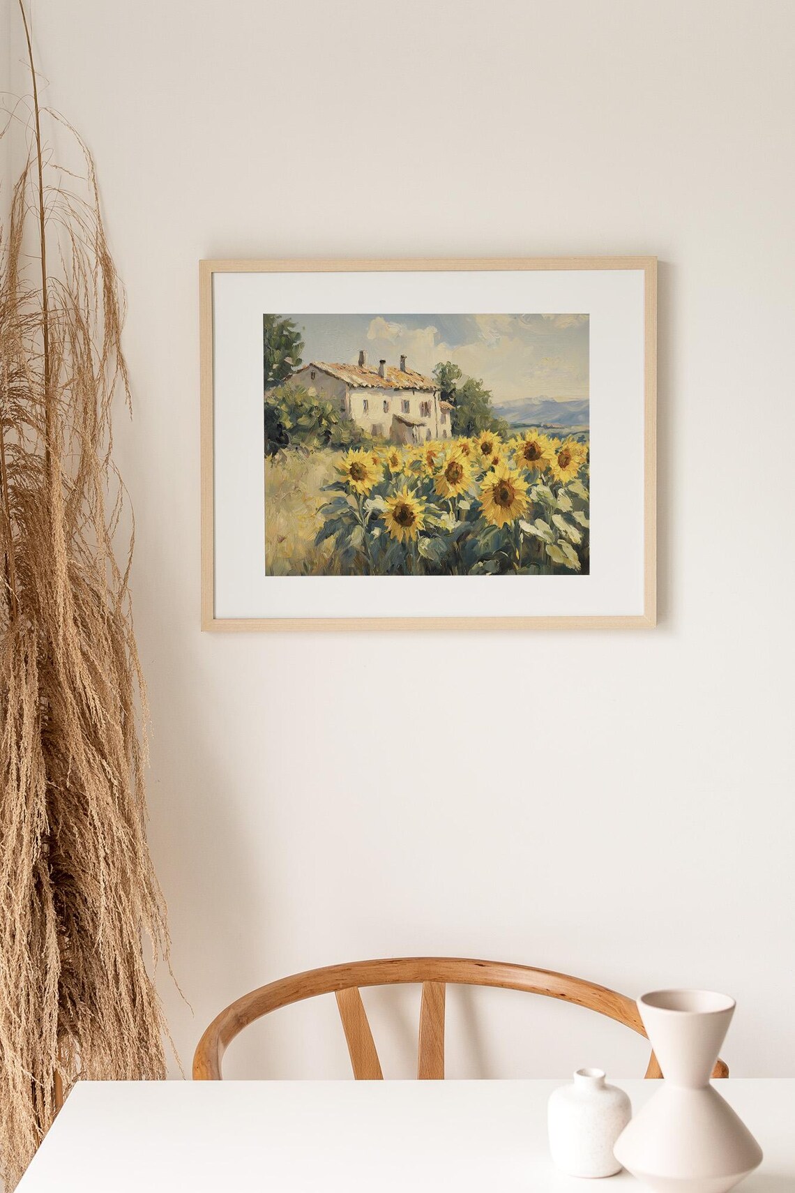 Sunflower Field Cottage Landscape Print, Farmhouse - Image 3